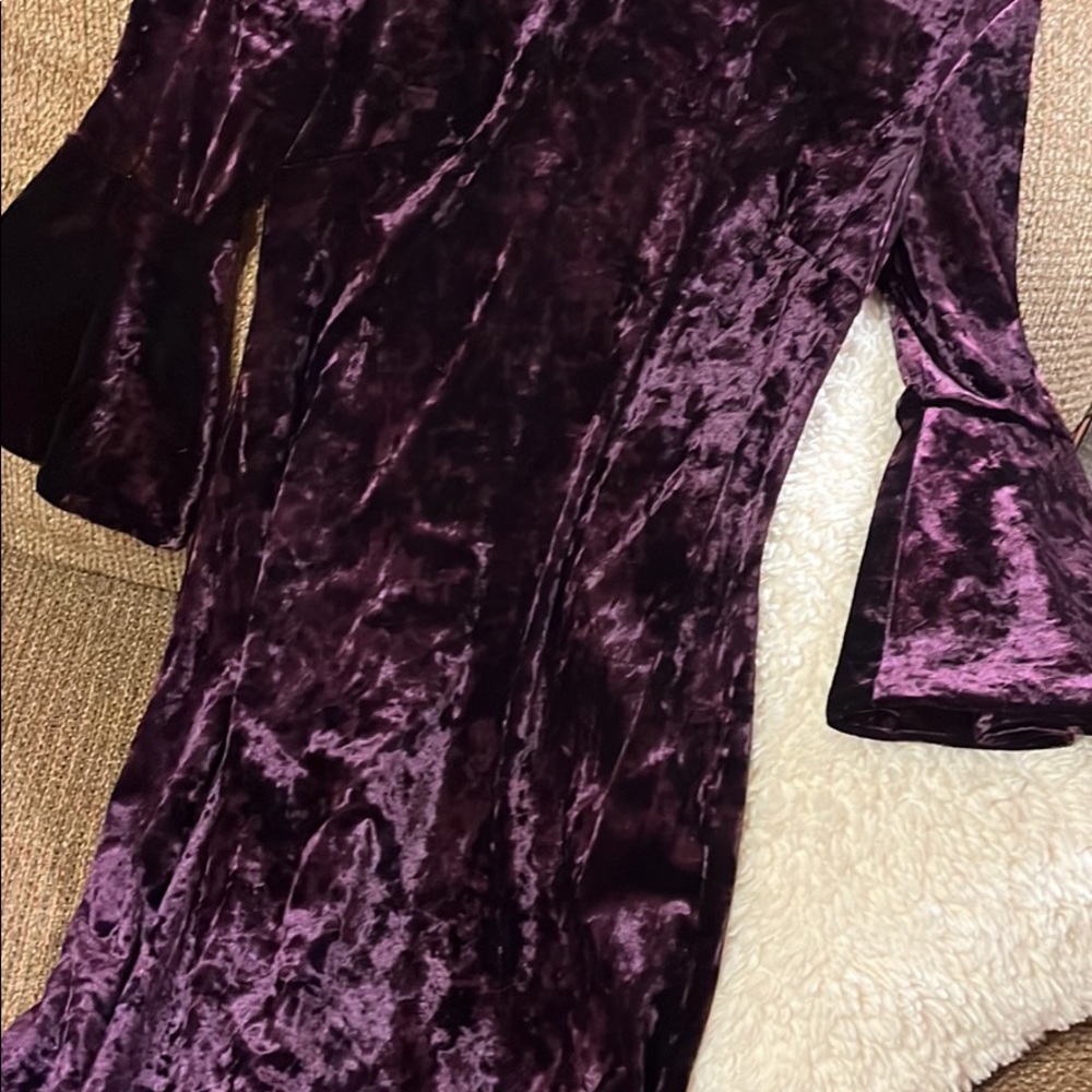 Calvin Klein Crushed Velvet Dress in Deep Purple Size 8
